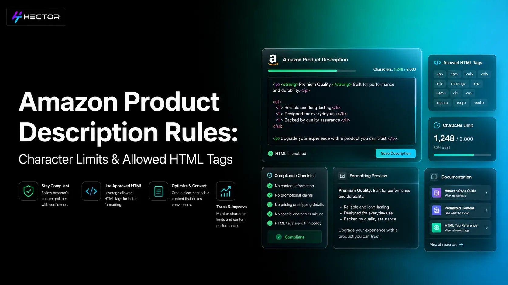 Amazon Product Description Rules: Character Limits & Allowed HTML Tags